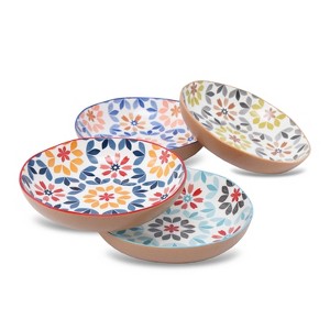 Lorren Home Trends Decorative Bone Pasta Bowls with Floral Pattern, Set of 4, Multi-Color - 1 of 4
