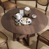PexFix 52" x 52" Farmhouse Kitchen Dining Room Table Furniture Round Walnut Kitchen Table with Rattan Woven Legs for Kitchen Bar Living Room - 4 of 4
