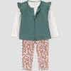Carter's Just One You® Baby Girls' 3pc Vest with Floral Leggings Set - Green - 2 of 4