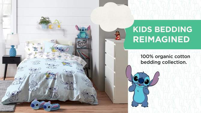 Saturday Park Disney Lilo & Stitch Watercolor Vibes 100% Organic Cotton Bed Set, 2 of 10, play video