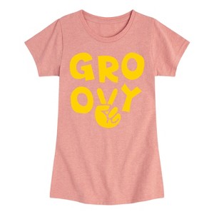 Girls' - Instant Message - Groovy Peace Sign Fitted Short Sleeve Graphic T-Shirt - 1 of 4