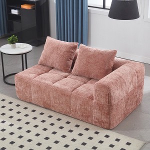 64.2'' Chenille Minimalist Loveseat Sofa with Sleeper and Ergonomic Deep Seat - 1 of 4