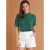 Allegra K Women's Work Office Half Placket Ruffled Puff Sleeve Blouse - 2 of 4