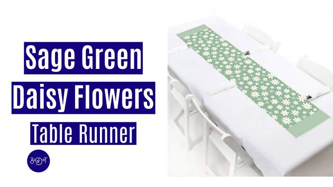 Big Dot of Happiness Sage Green Daisy Flowers - Petite Floral Party Paper Table Runner - 12 x 60 inches, 2 of 6, play video