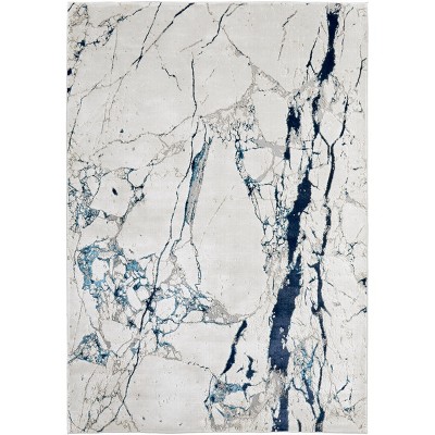 Indio Modern Abstract Ivory/Blue/Black Area Rug