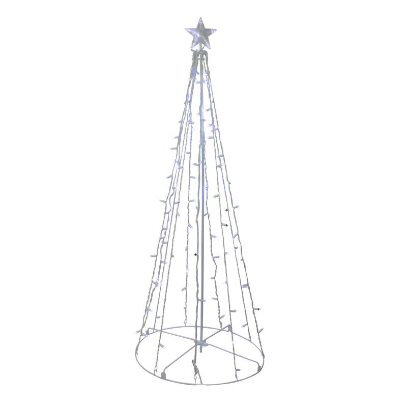 Northlight 5' Blue and White LED Lighted Twinkling Show Cone Christmas Tree Outdoor Decor, 1 of 6