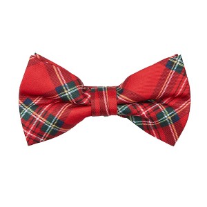 Jacob Alexander Men's Red Christmas Plaid Pre-Tied Clip-On Bow Tie - 1 of 4