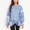 Anna-Kaci Women's Handkerchief Hem Paisley Contrast Waffle Knit Pullover - 2 of 4