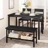 3-Piece Retro Brown Dining Set | Rectangular Table + 2 Upholstered Benches (Seats 4) | Chamfered Metal Frame for Small Kitchens/Apartments - 2 of 4