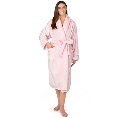 PAVILIA Fleece Robe For Women, Plush Warm Bathrobe, Fluffy Soft Spa Long Lightweight Fuzzy Cozy, Satin Trim