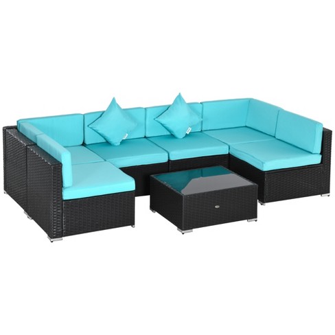 Outsunny 7pc garden wicker 2024 sectional set