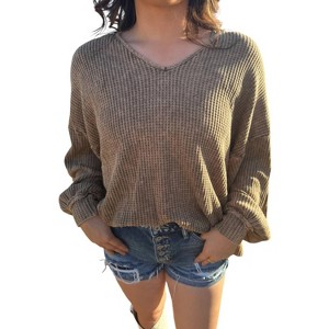 Women's Mineral Dyed Raw Edge Loose Top - Blue Buttercup - 1 of 2