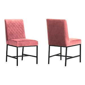 Armen Living,Napoli Pink Velvet and Black Leg Modern Accent Dining Chair- Set of 2 - 1 of 2