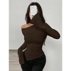 Women's Shirt Off Shoulder Long Sleeve Top Ruched Asymmetric Hem Slim Fit Blouse - 2 of 4