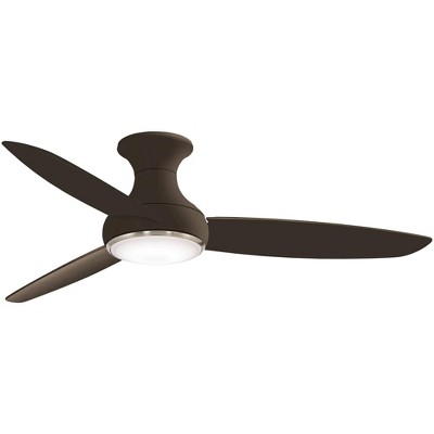 54" Minka Aire Modern Hugger Outdoor Ceiling Fan with LED Light Remote Control Oil Rubbed Bronze Opal Glass Wet Rated for Patio