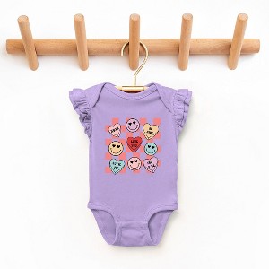 The Juniper Shop Candy Heart Smile Solid Baby Flutter Sleeve Bodysuit - 1 of 3
