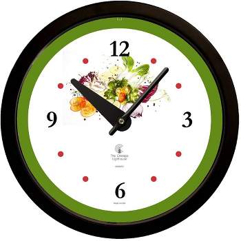 14.5" Vegetable Garden Contemporary Body Quartz Movement Decorative Wall Clock Black - The Chicago Lighthouse
