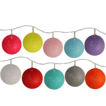 Northlight 10ct Battery Operated Yarn Ball Summer LED String Lights Warm White - 4.5' Clear Wire