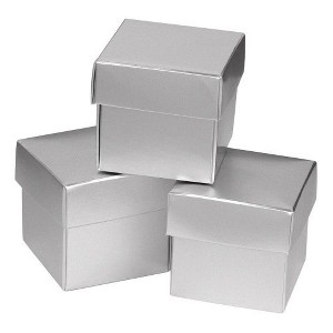 25ct Silver Shimmer Wedding Favor Box: Hortense B. Hewitt Gift Card Holder, Solid Pattern, Love & Romance Theme, 2"x2"x2" - 1 of 1