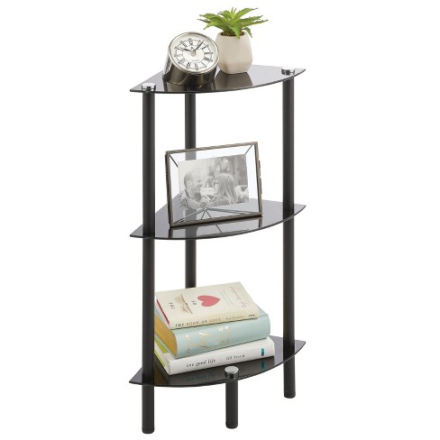 Mdesign Steel/plastic 2-tier Bathroom Organizer Corner Shelf - Clear/matte  Black : Target