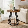 Lantine 2-Tier Small Round Side Table,   with Metal Frame and Lower Shelf, End Table for Small Spaces, Living Room, Bedroom, Vintage Brown & Black - 3 of 4