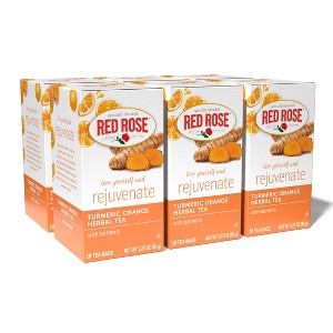 Red Rose Blossoms Turmeric Orange Blossom Herbal Tea with 18 Individually Wrapped Tea Bags Per Box (Pack of 6) - 1 of 4