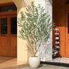 DR.Planzen 8ft Artificial Olive Tree with 18in White Planter, Tall Faux Olive Trees with Relastic Frutis for indoor outdoor Home Decor - 3 of 4