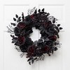 Northlight Roses and Foliage Halloween Spider Wreath - 24" - Burgundy and Black - Unlit - 2 of 4