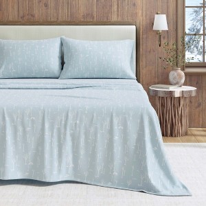100% Cotton Lodge Print Flannel Sheet Set - Great Bay Home - 1 of 4