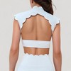 Anna-Kaci Active Women's Scallop Edge High Neck Cropped Top with Cap Sleeves and Open Back Detail - 3 of 4