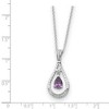 Black Bow Jewelry Rhodium Sterling Silver February CZ Birthstone Never Forget Necklace - 2 of 4