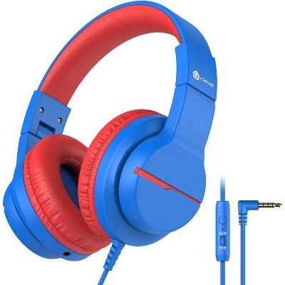 iClever Kids Headphones for School Travel, Safe Volume Limited, HD Mic Stereo Sound Over-Ear Girls Boys Headphones for Kid