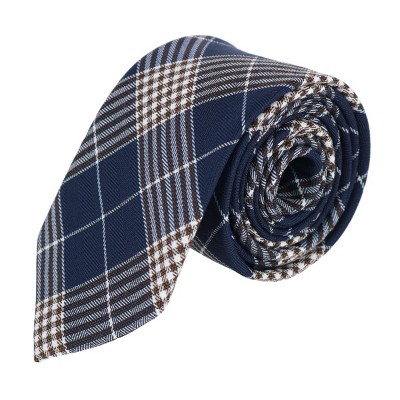 CTM Men's Navy Cotton Checkered Tie