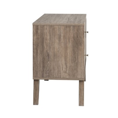 Drifted Gray Mid-Century Modern 2-Drawer Nightstand