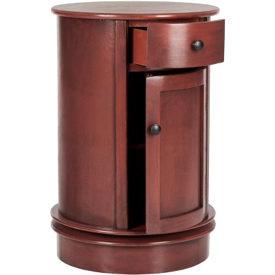 Transitional 18'' Red Wood and Metal Round Table with Storage