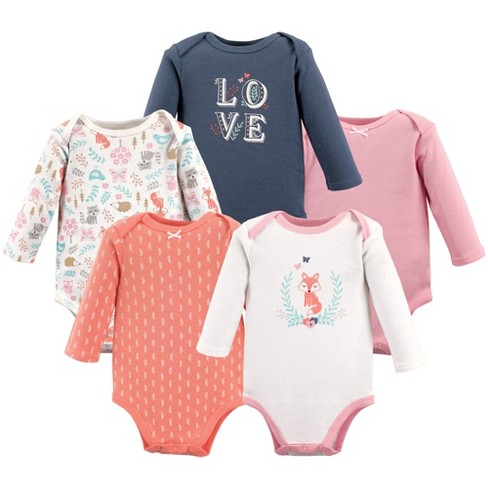 Little Star Organic Baby Girl 5pk Short Sleeve Bodysuit, Size Newborn - 24M, Infant Girl's, Size: 0-3 Months, Pink