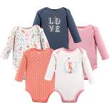 Hudson Baby Infant Girl Cotton Long-Sleeve Bodysuits 5pk, Woodland Fox