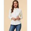 Allegra K Women's Classic Long Sleeve Loose Fit Button Up Denim Shirt - 2 of 4