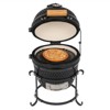 KTMBDW Ceramic Grill, 13" Round Kamado Charcoal Grill, Portable Barbecue Grill with Thermometer for Variations on Cooking Methods, Black - 2 of 4