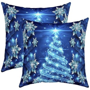 Lomsoe 2-Pack Blue & White Snowflake Christmas Tree Pillowcases - Soft Polyester Zippered Cushion Covers, Holiday Decor for Room Christmas Decor - 1 of 4