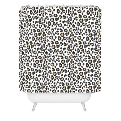 Dash and Ash Leopard Heart Shower Curtain Brown - Deny Designs