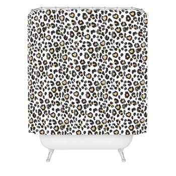 Dash and Ash Leopard Heart Shower Curtain Brown - Deny Designs