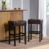 30" Backless Bonded Leather Bar Stools Set of 2 with Cushioned Seat, Rubberwood Legs, and Space-Saving Design for Kitchen Island - 4 of 4
