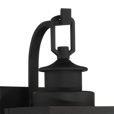 Set of 2 Black Painted Glass Outdoor Lantern Wall Lights