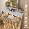 AMERLIFE Fluted Drawer Dresser with Faux Marble Top, Wide Chest of Drawers for Bedroom, Living Room, Hallway, Entryway - 4 of 4