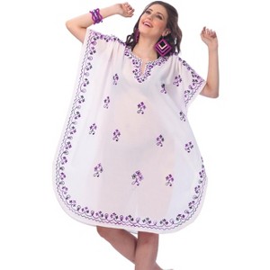HAPPY BAY Women's House Daily Routine Evening Wear Loungewear Solid Casual Relaxed Caftan Mini Cover Up Evening Dresses for Women 2X-3X White, Solid - 1 of 3