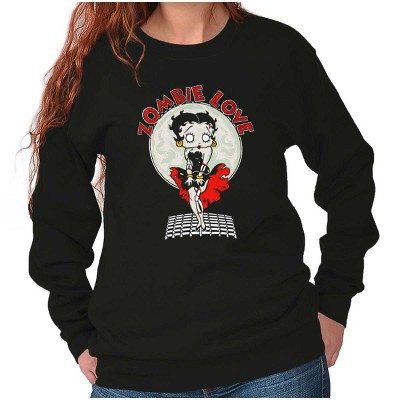 Betty Boop Zombie Movie Star Pose Women Crewneck Sweatshirt Brisco Brands