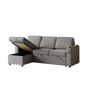 GDFStudio Sheila Multi-Functional 85.8" Fabric Convertible Sofa Bed with Storage - 1 of 4