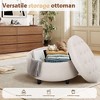 Round Fabric Storage Ottoman with Reversible Tray Lid – 3-in-1 Footrest, Hidden Storage, Small Coffee Table – 25”x25” - 4 of 4