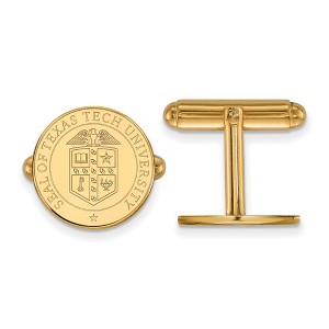 Black Bow Jewelry 14k Yellow Gold Plated Sterling Silver Texas Tech Red Raiders NCAA Cuff Links - 1 of 3